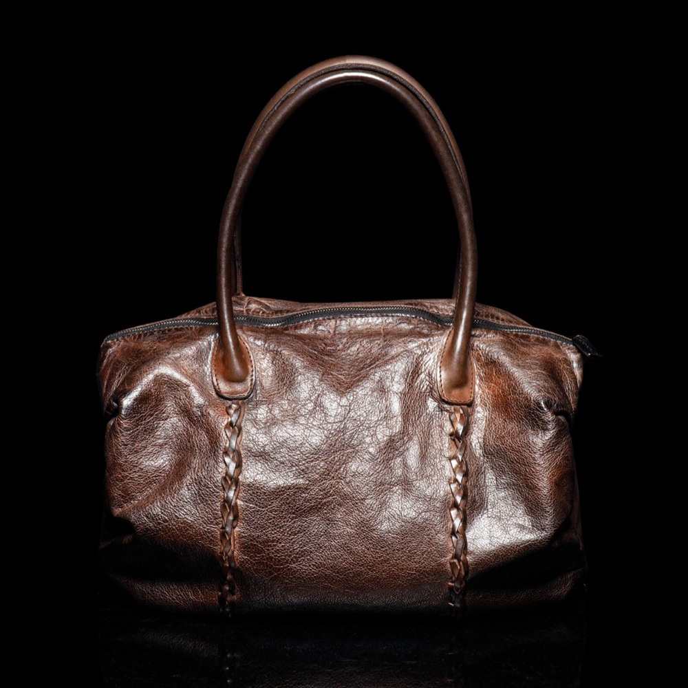Numero 10 Leather shoulder Bag, Choc Brown hand made in Italy